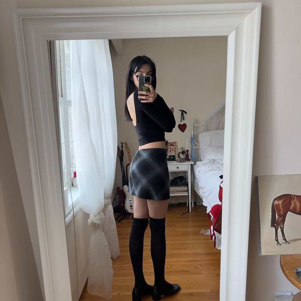 Vintage 90s Dynamite Black Plaid Mini Skirt - Picture 8 of 8